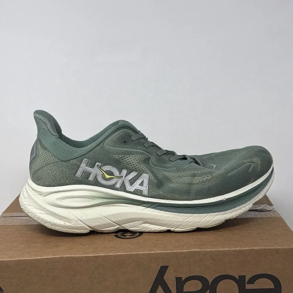 HOKA One One Clifton 10 Mens Size 14D Green Running Sneakers + NEW INSOLE